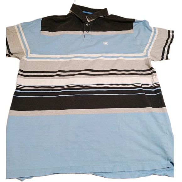 Ecko Unlimited Other - Ecko Unltd. Shirt Mens XXL Polo Blue White Striped Short Sleeve Logo